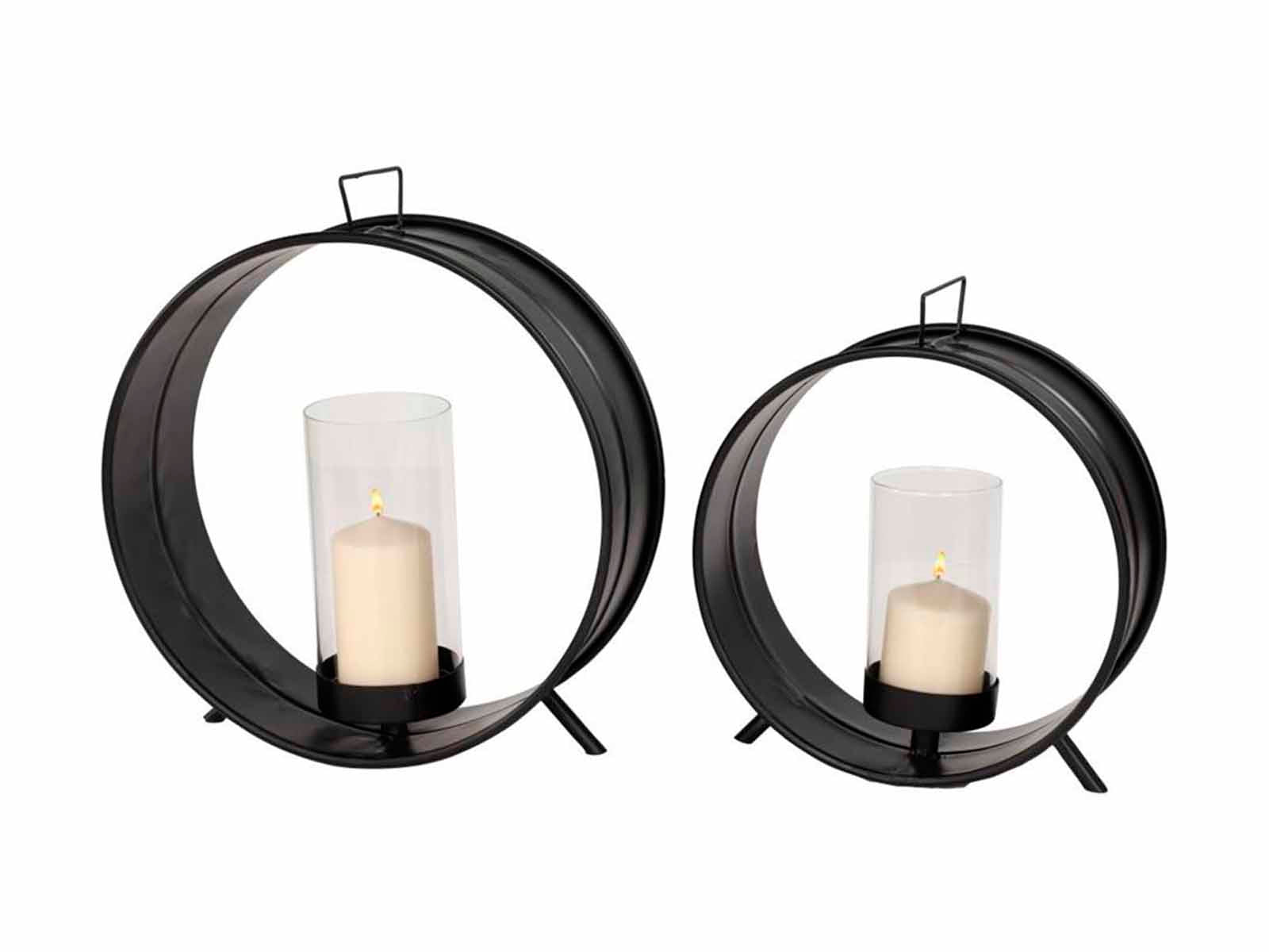 Candelabros Circular Colgante Set x2 C/Negro